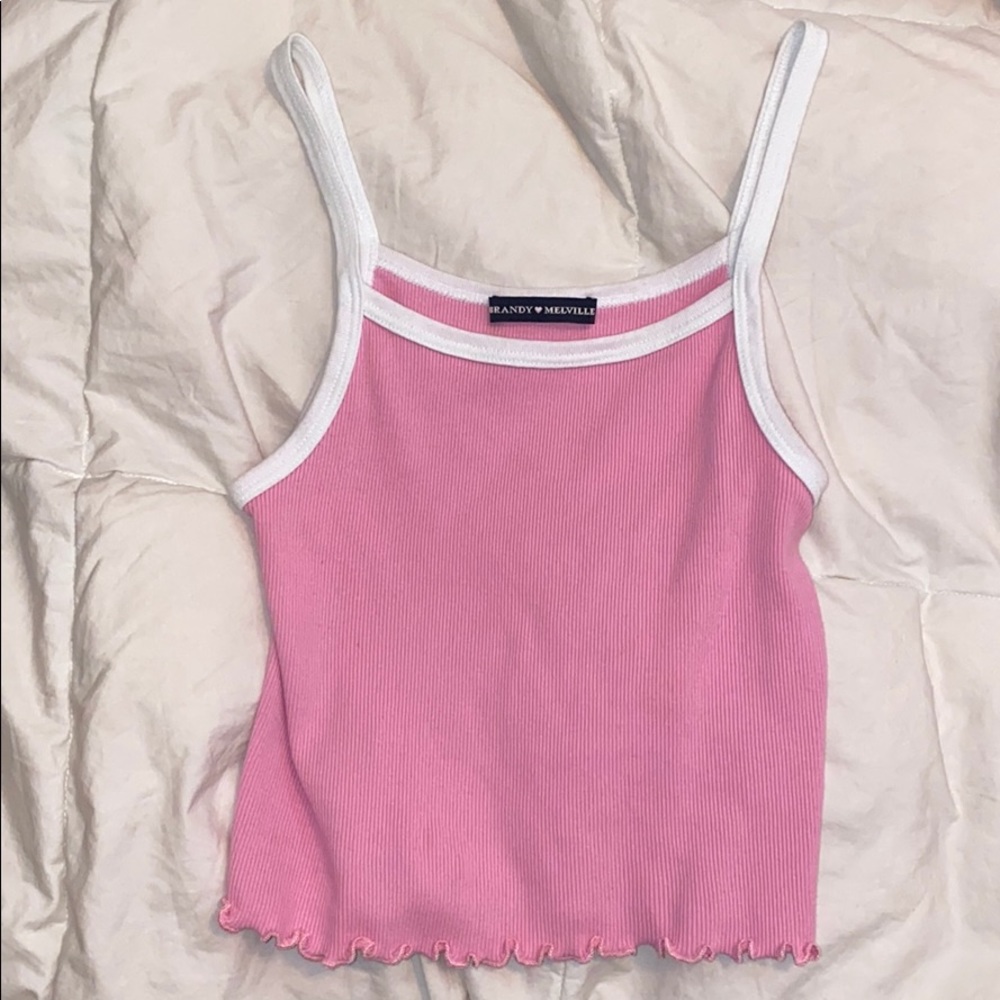 Brandy Melville pink with white trim top